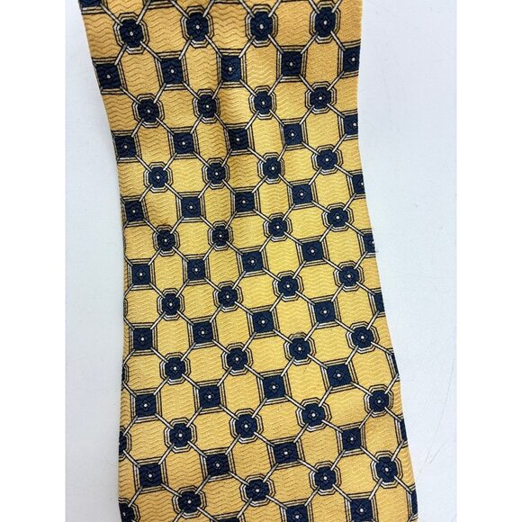 Geoffrey Beene Yellow Blue Geometric Silk Necktie Tie Classic Formal Business - Picture 2 of 5